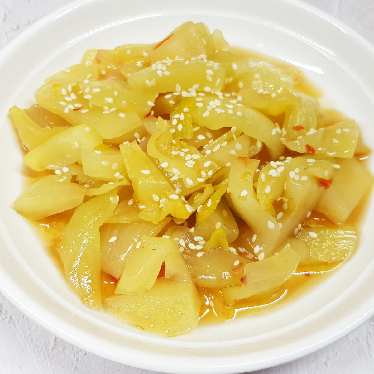 ยำเกี่ยมฉ่าย น้ำมันงา สูตรเซี่ยงไฮ้ (Shanghai Pickled Green Mustard Salad with Sesame Oil)