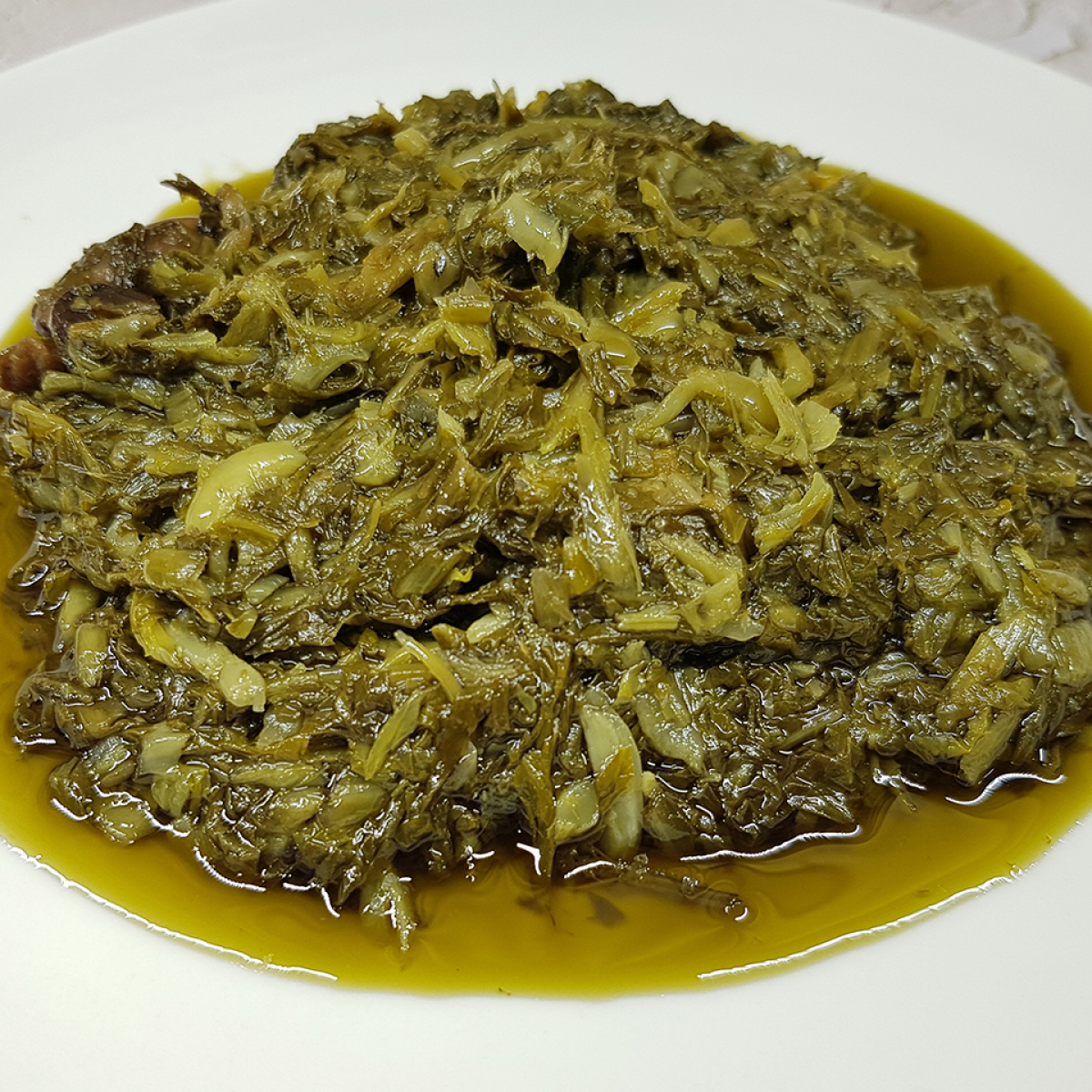 กานาฉ่าย สูตรเห็ดหอม (Olive Pickled Green Mustard with Mushroom)
